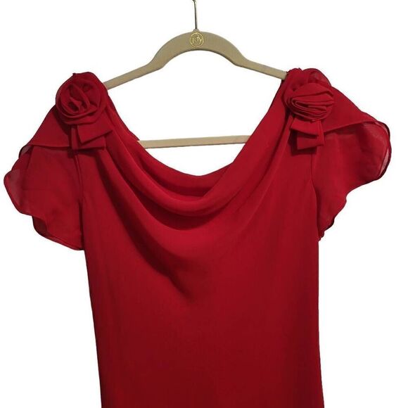 S.L‎ Fashion draped neck with rosettes sz 12p - Picture 4 of 12